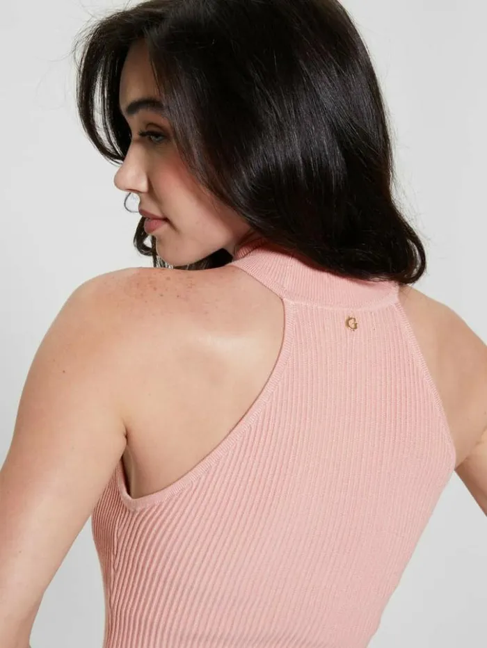 Women GUESS Tops Eco Shayna Mock Neck Top Smooth Pink