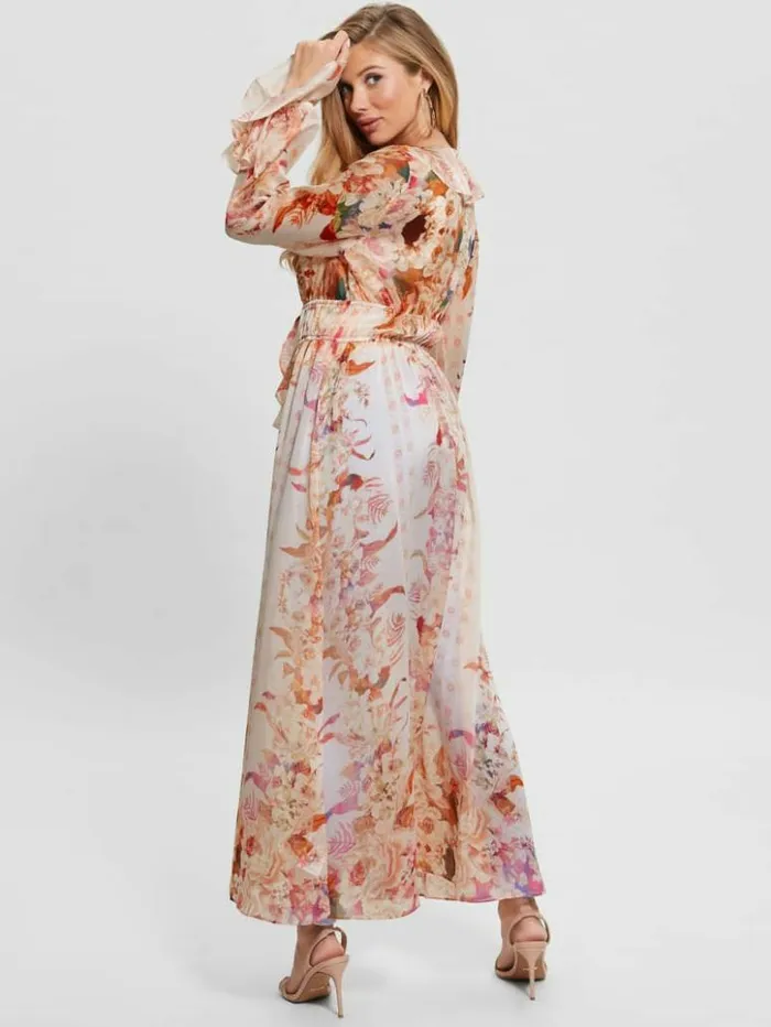 Women GUESS Tops Eco Vanessa Printed Chiffon Duster Reclaimed Romance