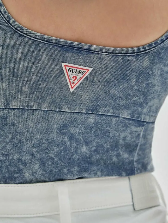 Women GUESS Tops GUESS Originals Washed Bodysuit Secret Blue Multi