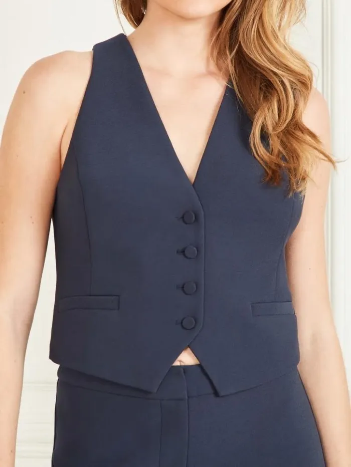 Women GUESS Tops Jacqueline Crop Vest Galaxy Blue