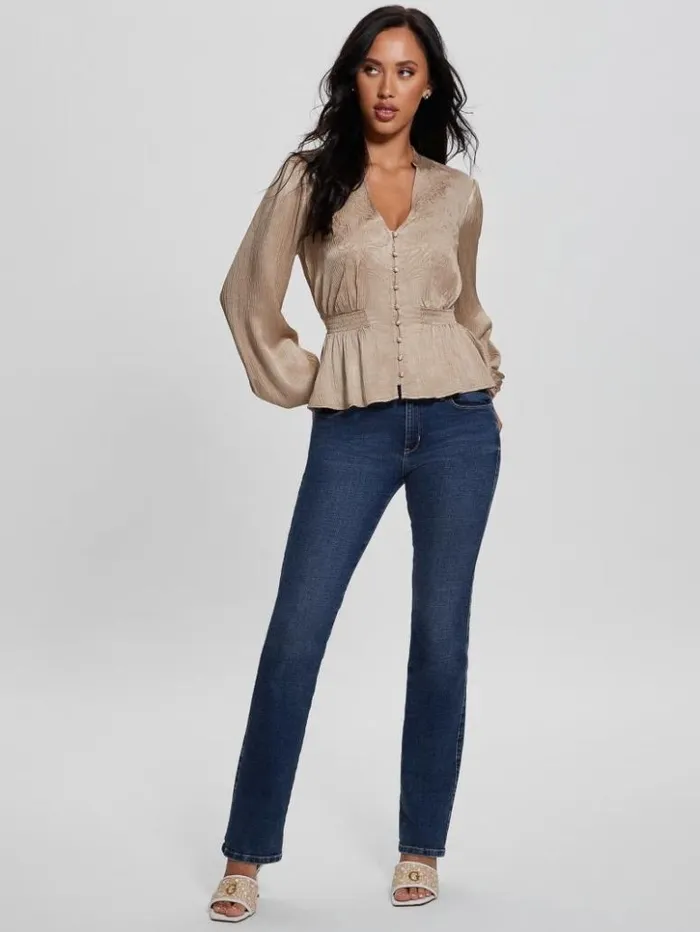 Women GUESS Tops Joie Embroidered Satin Top Vanilla Blush Multi