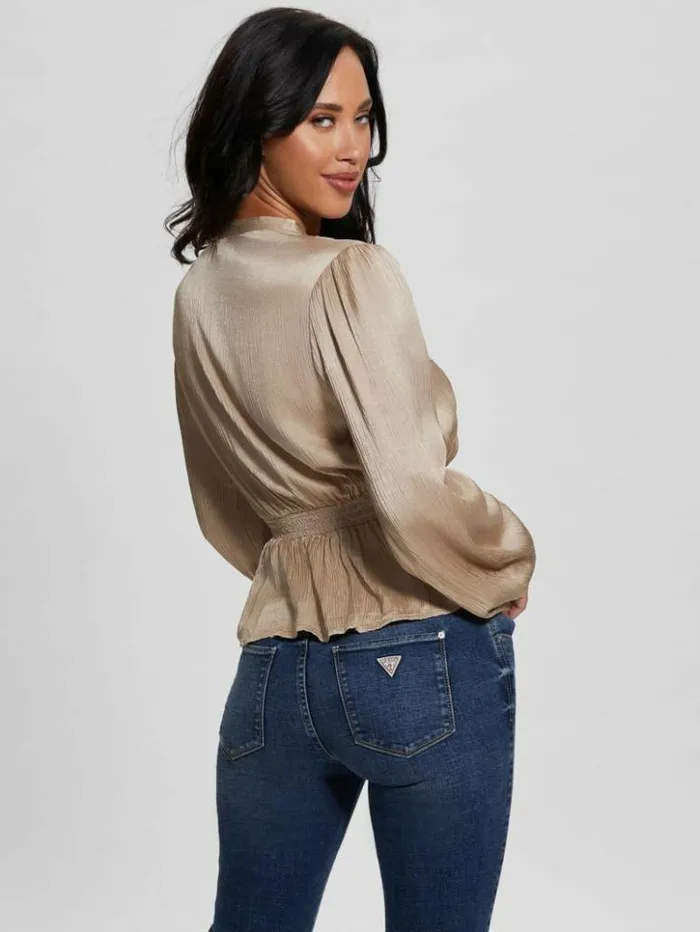 Women GUESS Tops Joie Embroidered Satin Top Vanilla Blush Multi