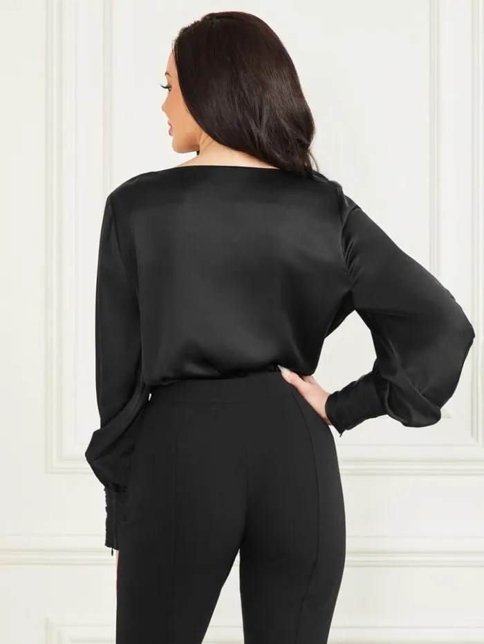 Women GUESS Tops Jothi Satin Blouse Black