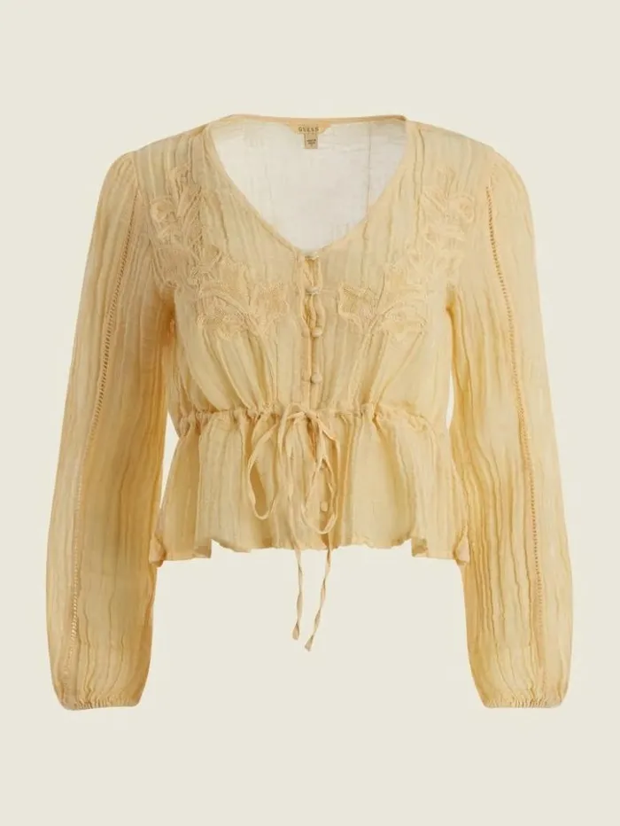 Women GUESS Tops Lensie Top Butter Corn Multi