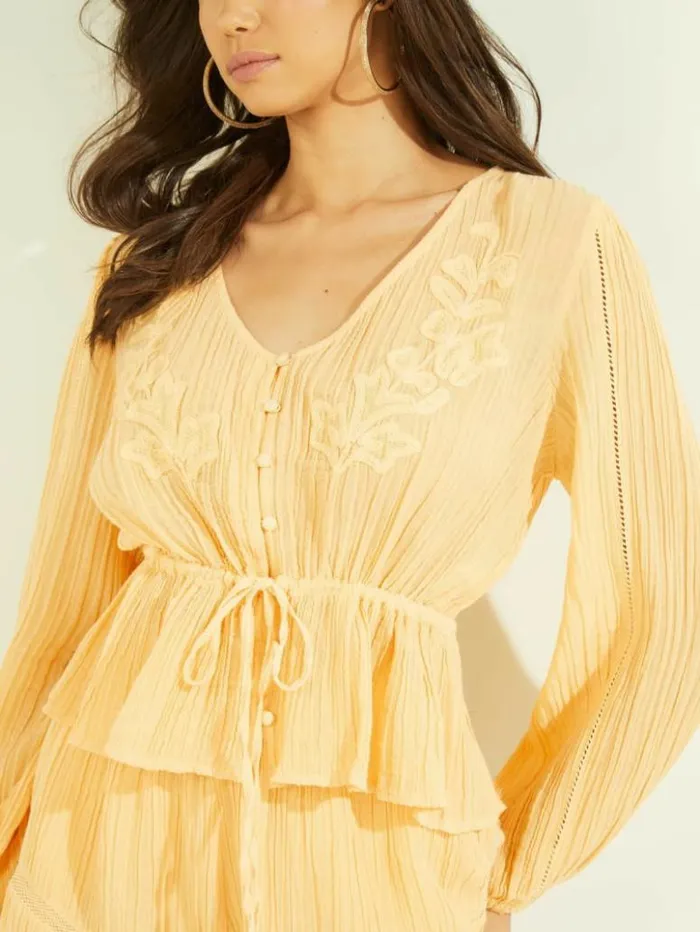 Women GUESS Tops Lensie Top Butter Corn Multi