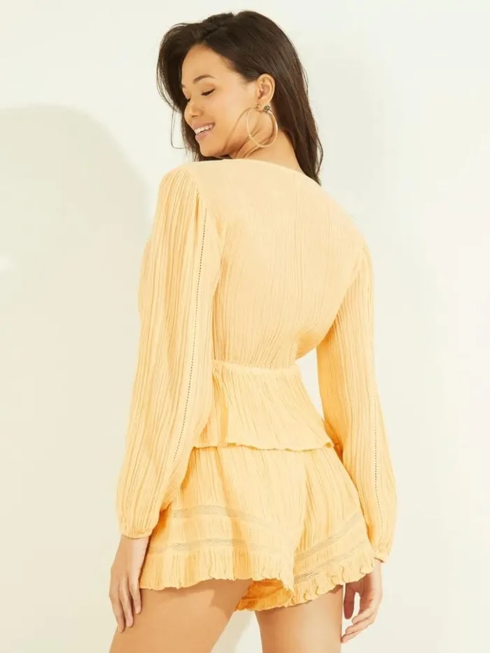 Women GUESS Tops Lensie Top Butter Corn Multi