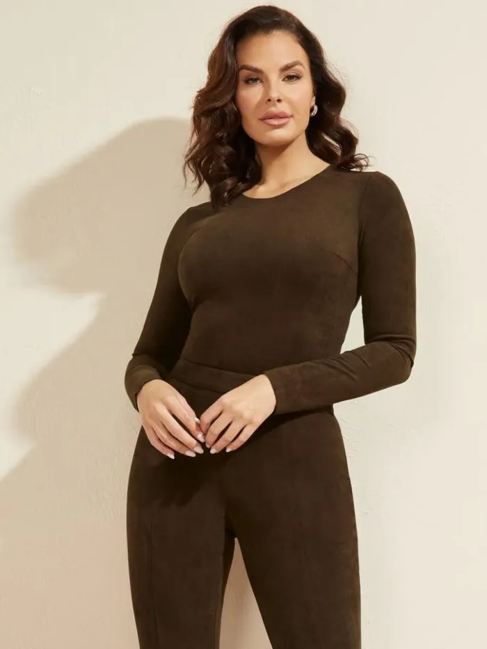 Women GUESS Tops Leonie Bodysuit Burnt Wood Multi