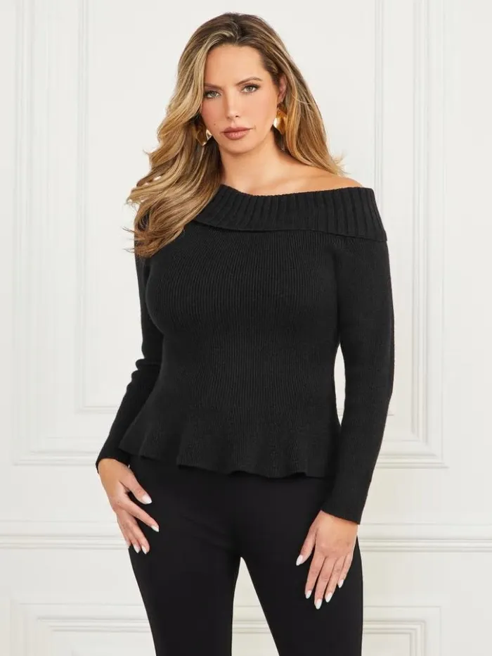 Women GUESS Tops Marisol Sweater Top Black
