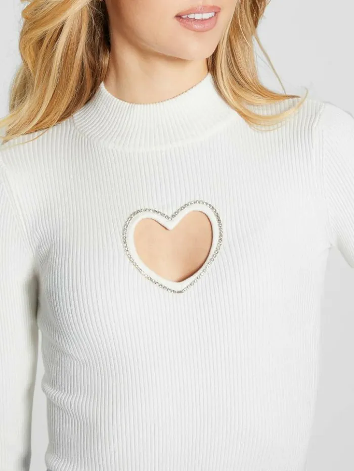 Women GUESS Tops Mia CutOut Bodysuit Dove White