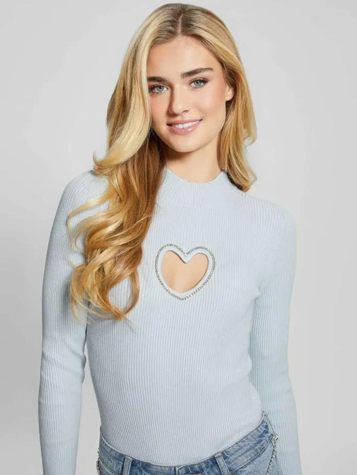 Women GUESS Tops Mia CutOut Bodysuit Ice Air