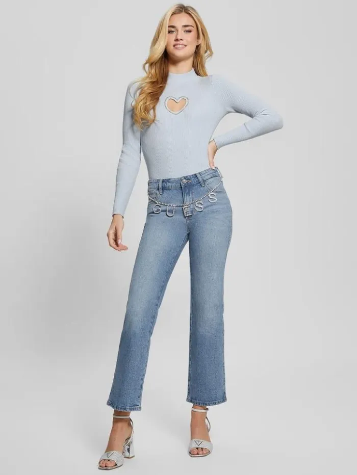 Women GUESS Tops Mia CutOut Bodysuit Ice Air