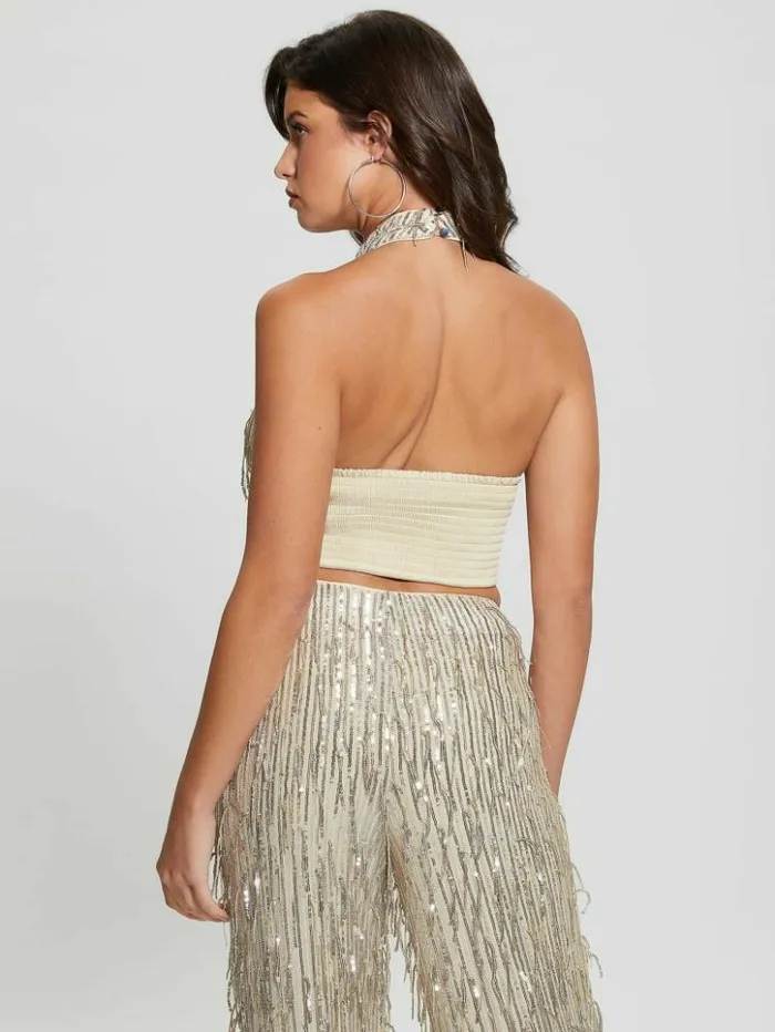 Women GUESS Tops Mia Sequin Top Off White Multi