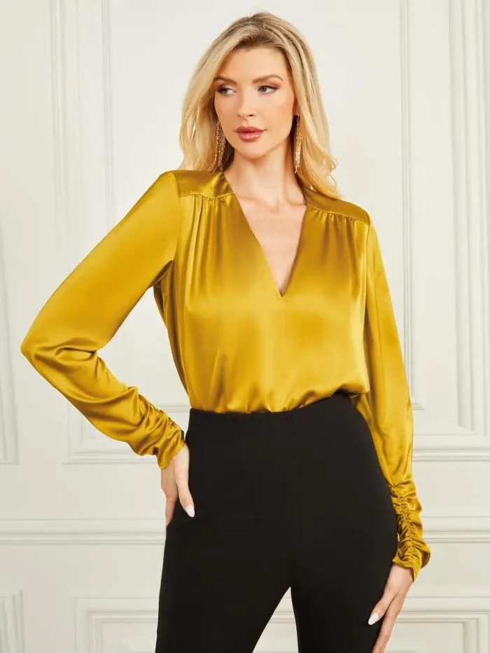 Women GUESS Tops Michelle Bodysuit Green Envy