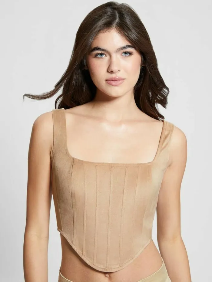 Women GUESS Tops Oriola Crop Top Wet Sand
