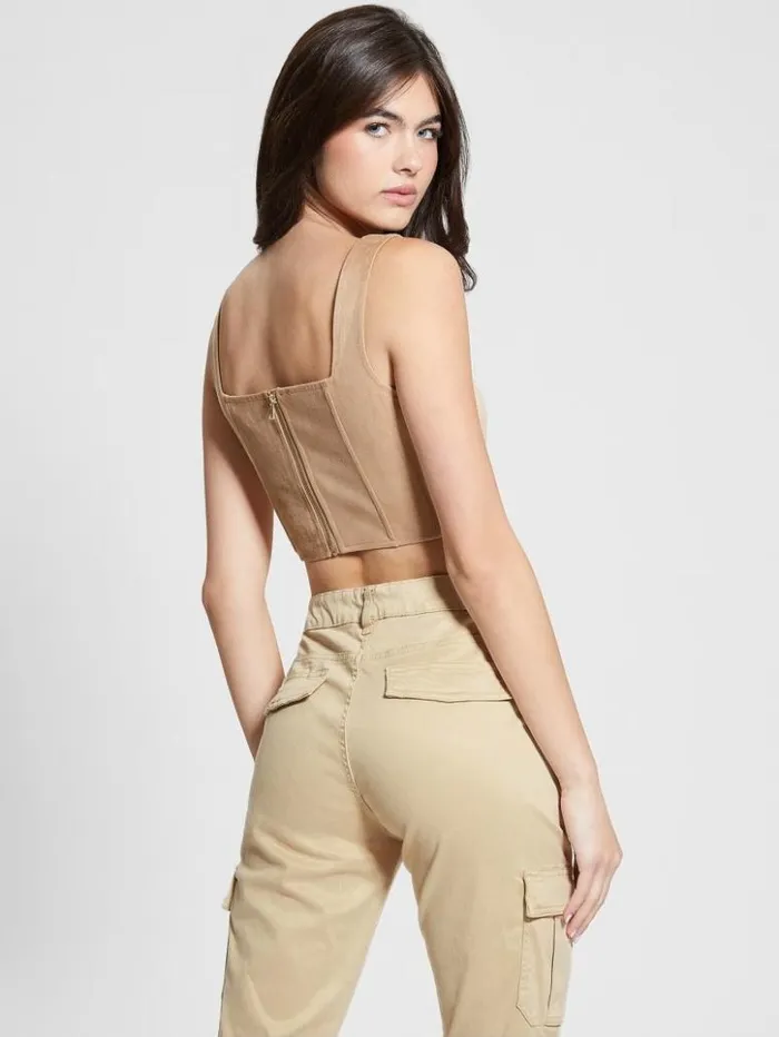 Women GUESS Tops Oriola Crop Top Wet Sand