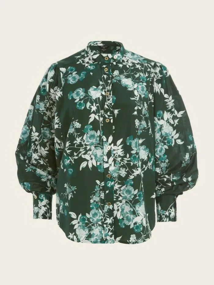 Women GUESS Tops Petal Pose Yvonne Blouse Petal Pose Chenille Green