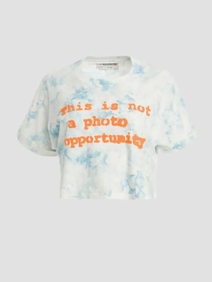 Women GUESS Tops Slogan Crop Tee Morning Glory Multi