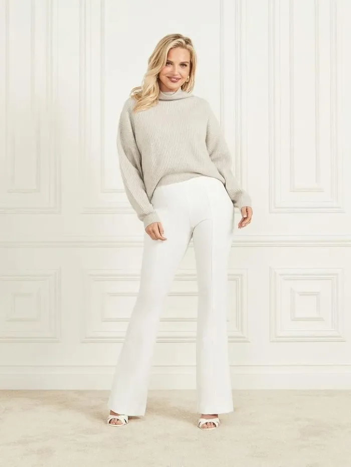 Women GUESS Tops Snuggle Up Cashmere Sweater Light Grey Multi