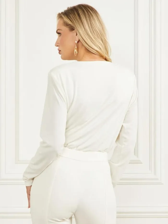 Women GUESS Tops Vamp Bodysuit Pale Pearl