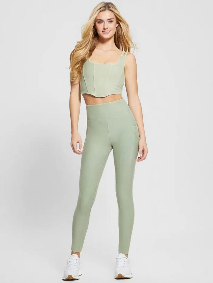 Women GUESS Tops Washed Crop Top Colored Green Multi
