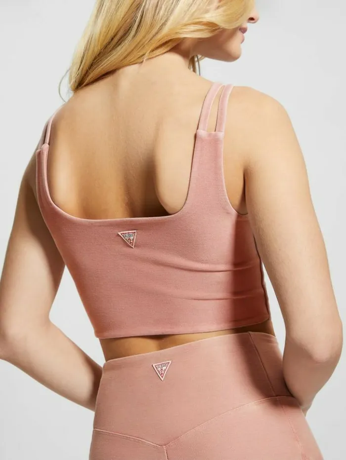 Women GUESS Tops Washed Crop Top Colored Pink Multi