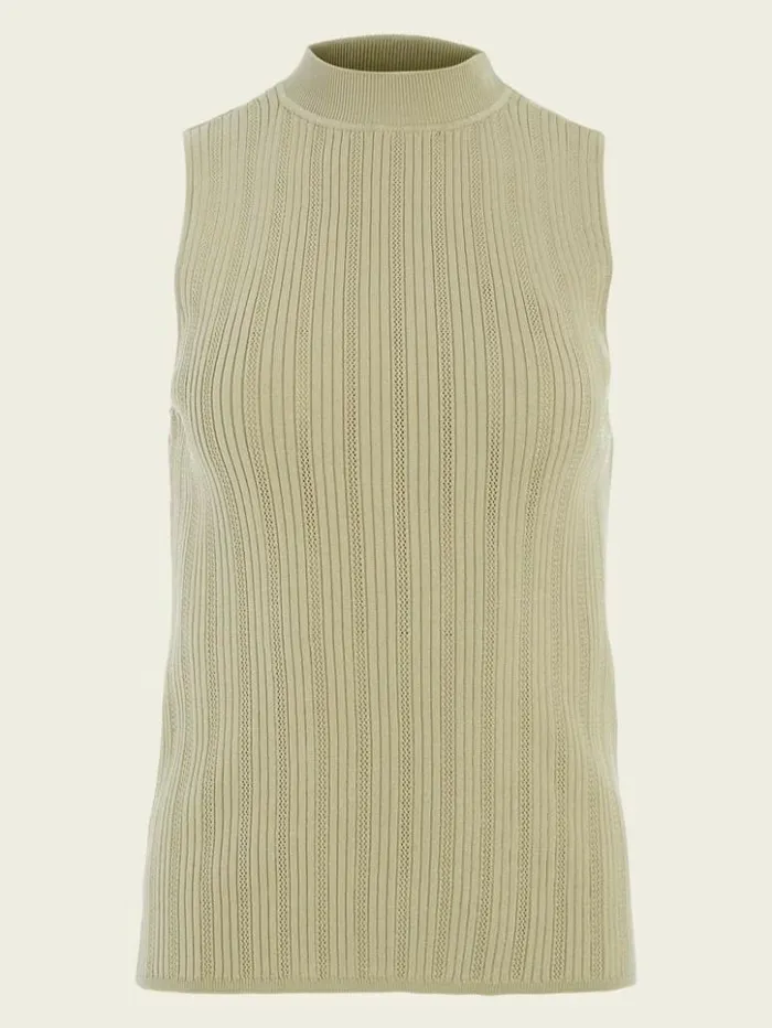 Women GUESS Tops Zoe High Neck Tank Sage Garden