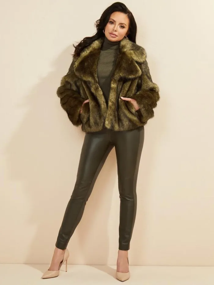 Women Gwenda FauxFur Jacket Lancer Green Multi Marciano Jackets Women Gwenda FauxFur Jacket Lancer Green Multi Marciano Jackets