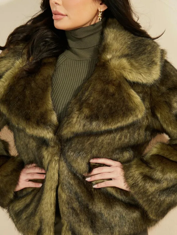 Women Gwenda FauxFur Jacket Lancer Green Multi Marciano Jackets Women Gwenda FauxFur Jacket Lancer Green Multi Marciano Jackets