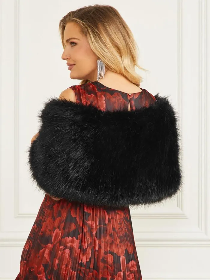 Women Gwenda FauxFur Shawl Scarf Black Marciano Jackets