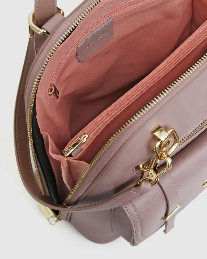 Women Handbags Belle and Bloom 5th Ave Leather Backpack 8211 Dusty Pink