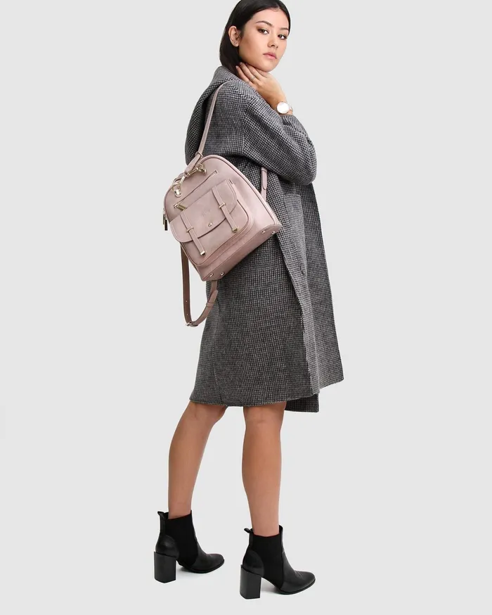 Women Handbags Belle and Bloom 5th Ave Leather Backpack 8211 Dusty Pink