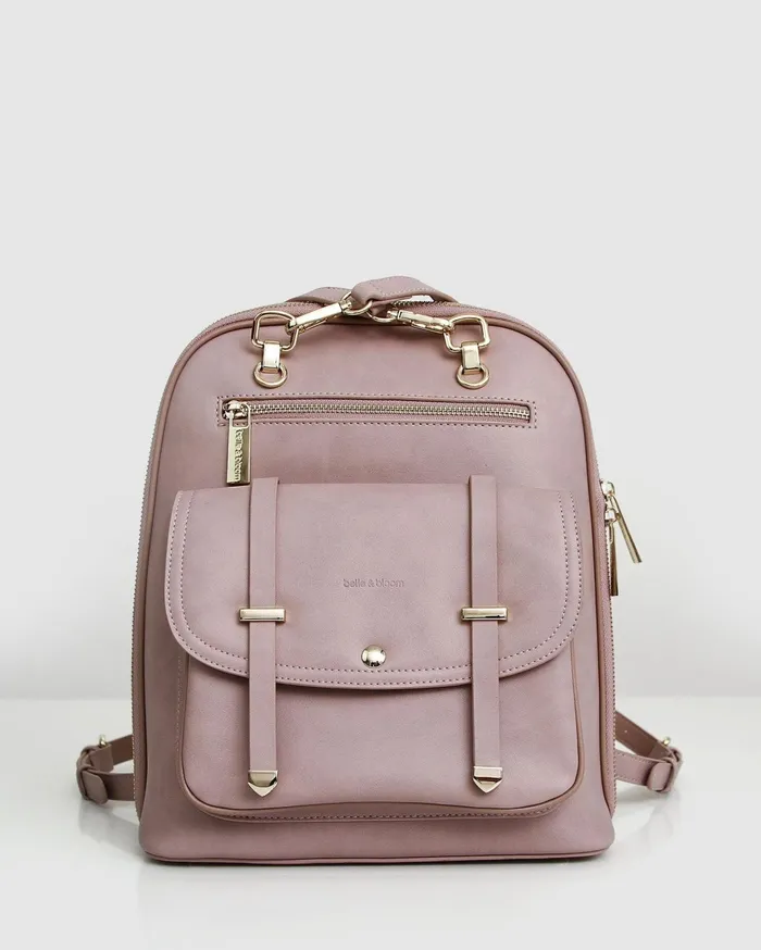 Women Handbags Belle and Bloom 5th Ave Leather Backpack 8211 Dusty Pink