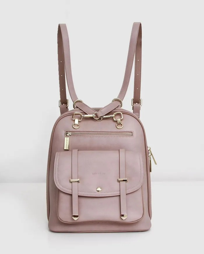 Women Handbags Belle and Bloom 5th Ave Leather Backpack 8211 Dusty Pink