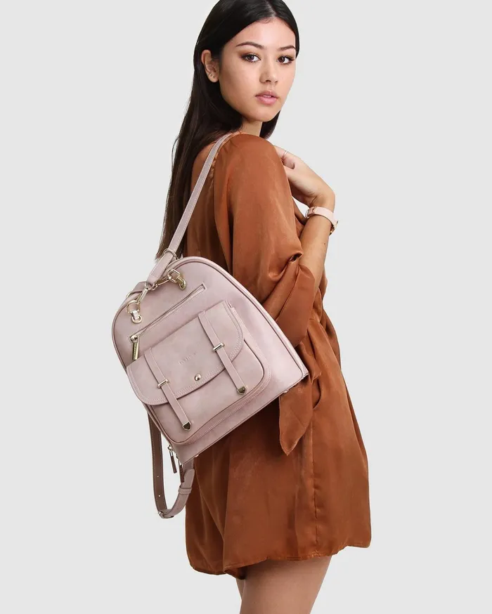 Women Handbags Belle and Bloom 5th Ave Leather Backpack 8211 Dusty Pink