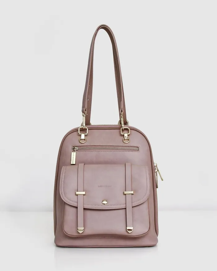 Women Handbags Belle and Bloom 5th Ave Leather Backpack 8211 Dusty Pink