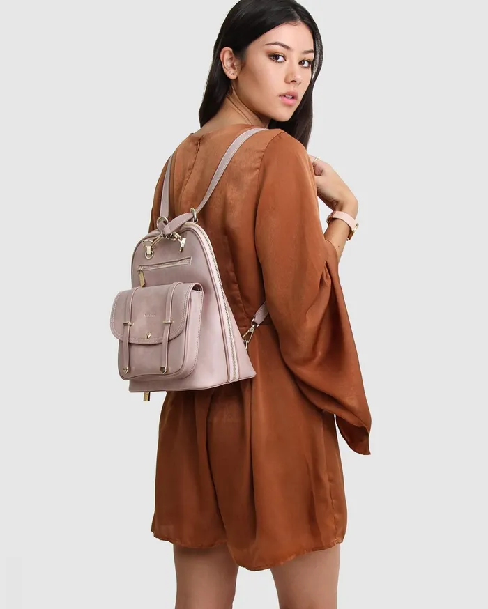 Women Handbags Belle and Bloom 5th Ave Leather Backpack 8211 Dusty Pink