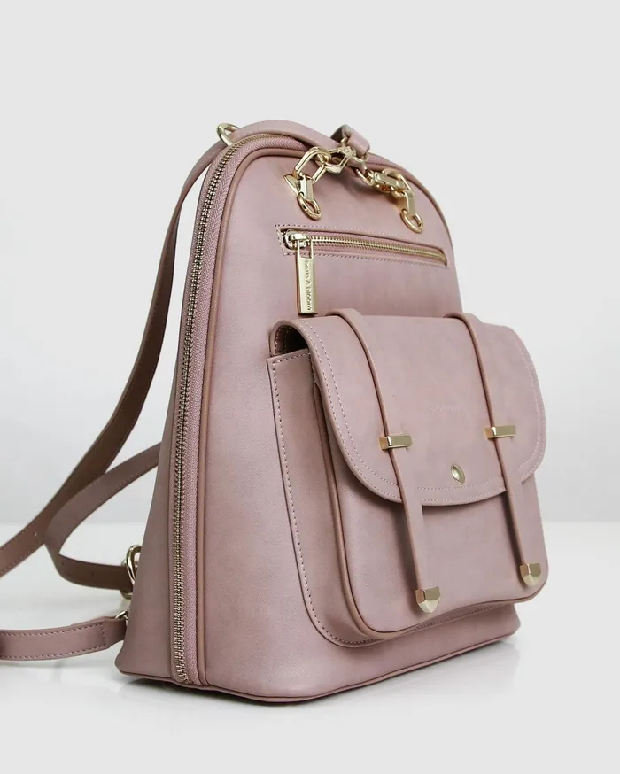 Women Handbags Belle and Bloom 5th Ave Leather Backpack 8211 Dusty Pink