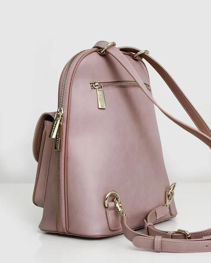 Women Handbags Belle and Bloom 5th Ave Leather Backpack 8211 Dusty Pink