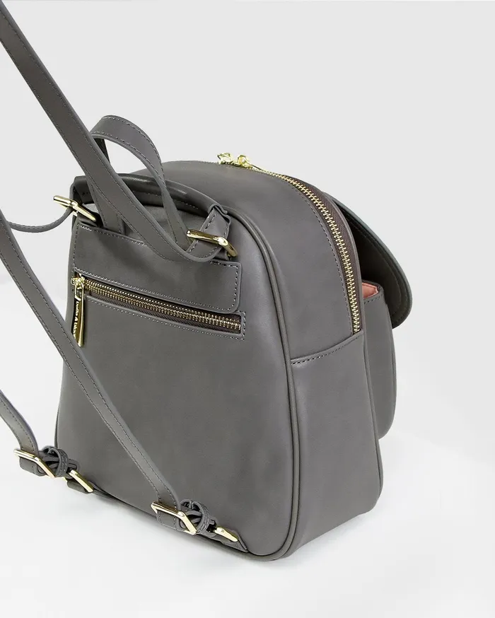 Women Handbags Belle and Bloom Camila Leather Backpack 8211 Ash