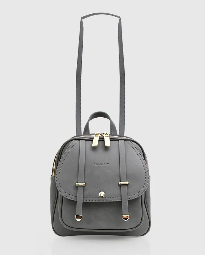 Women Handbags Belle and Bloom Camila Leather Backpack 8211 Ash