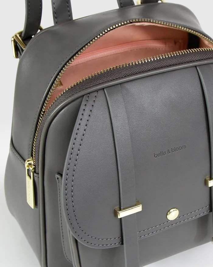 Women Handbags Belle and Bloom Camila Leather Backpack 8211 Ash