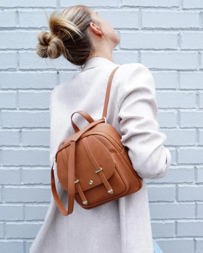 Women Handbags Belle and Bloom Camila Leather Backpack 8211 Brown