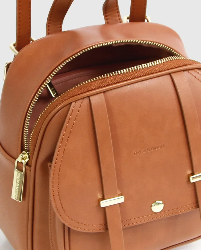 Women Handbags Belle and Bloom Camila Leather Backpack 8211 Brown