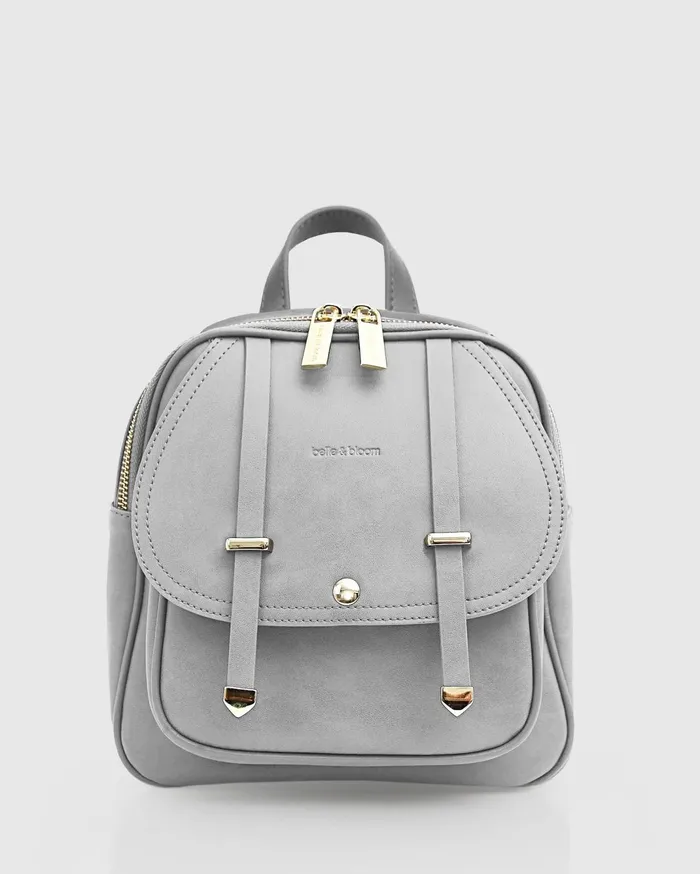 Women Handbags Belle and Bloom Camila Leather Backpack 8211 Grey