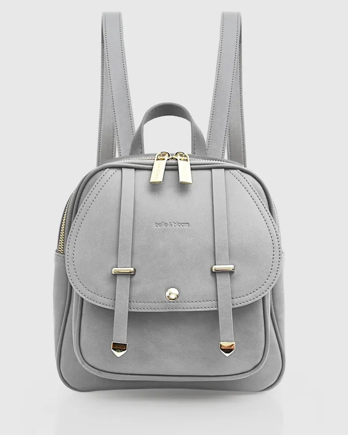 Women Handbags Belle and Bloom Camila Leather Backpack 8211 Grey