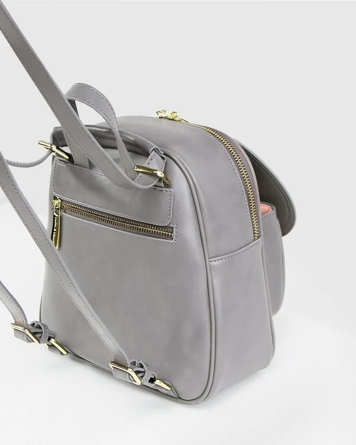 Women Handbags Belle and Bloom Camila Leather Backpack 8211 Grey