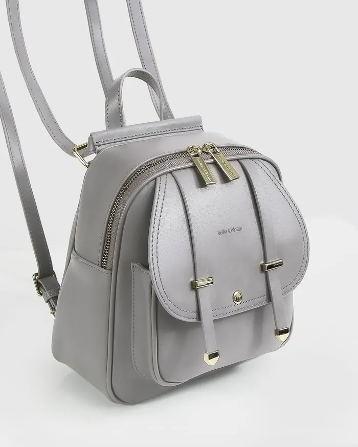 Women Handbags Belle and Bloom Camila Leather Backpack 8211 Grey
