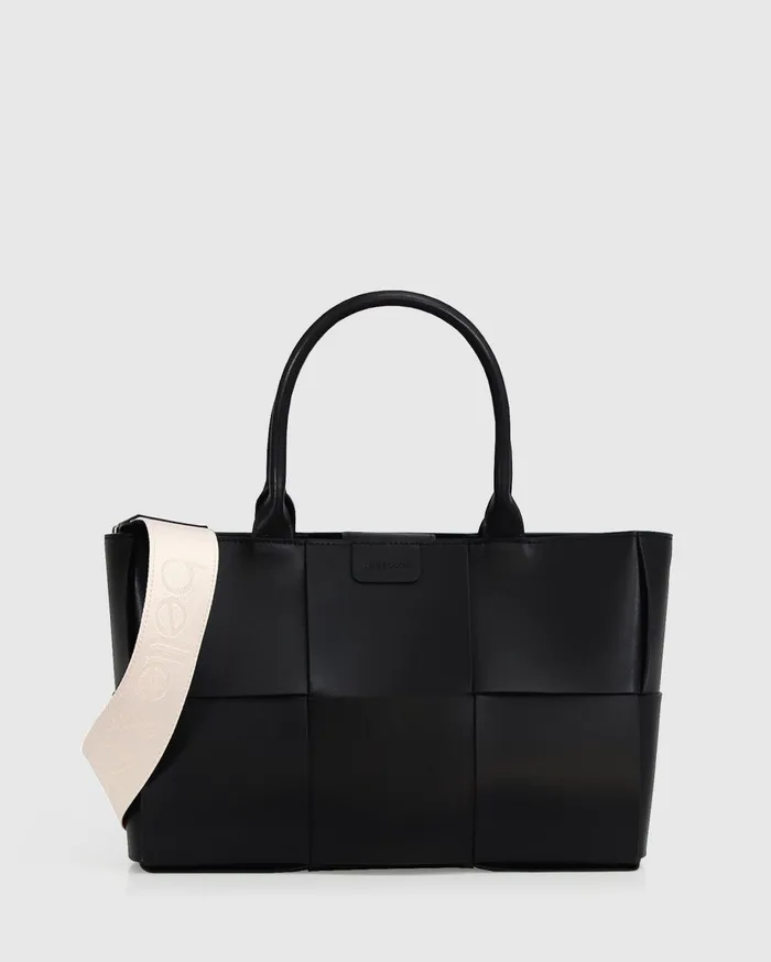 Women Handbags Belle and Bloom Long Way Home Woven Tote 8211 Black