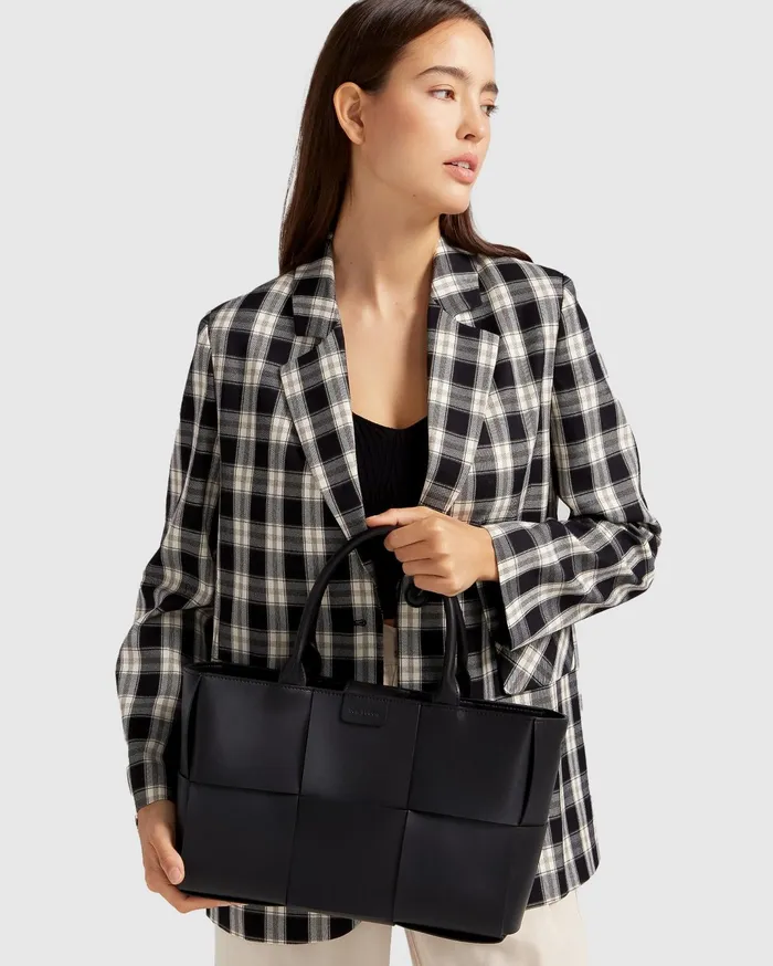 Women Handbags Belle and Bloom Long Way Home Woven Tote 8211 Black