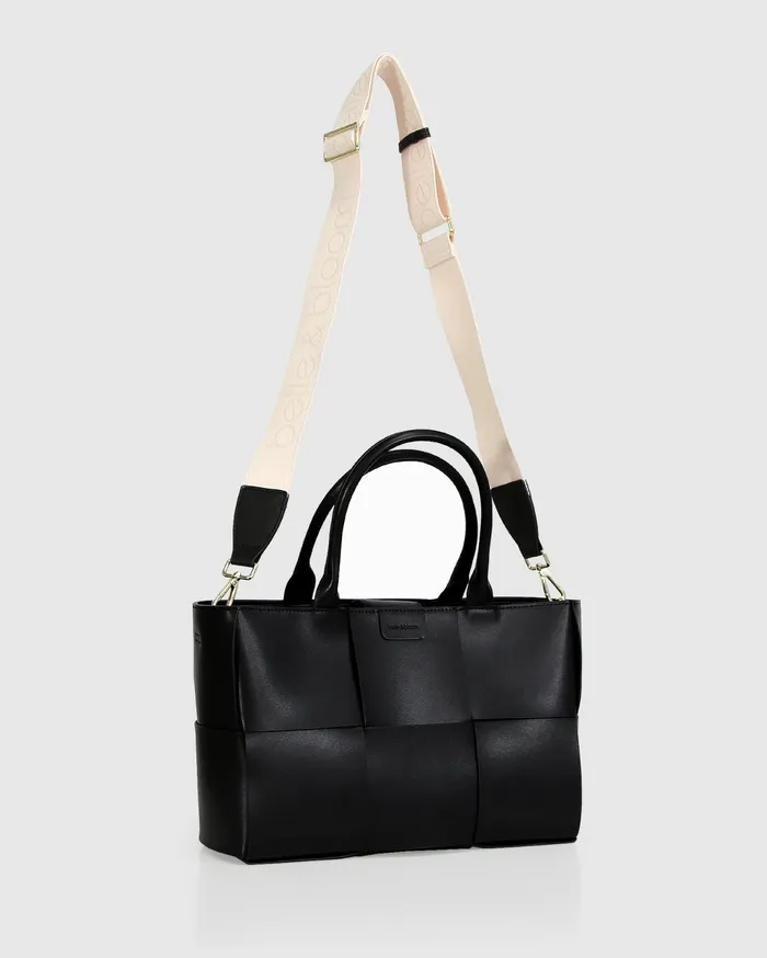 Women Handbags Belle and Bloom Long Way Home Woven Tote 8211 Black